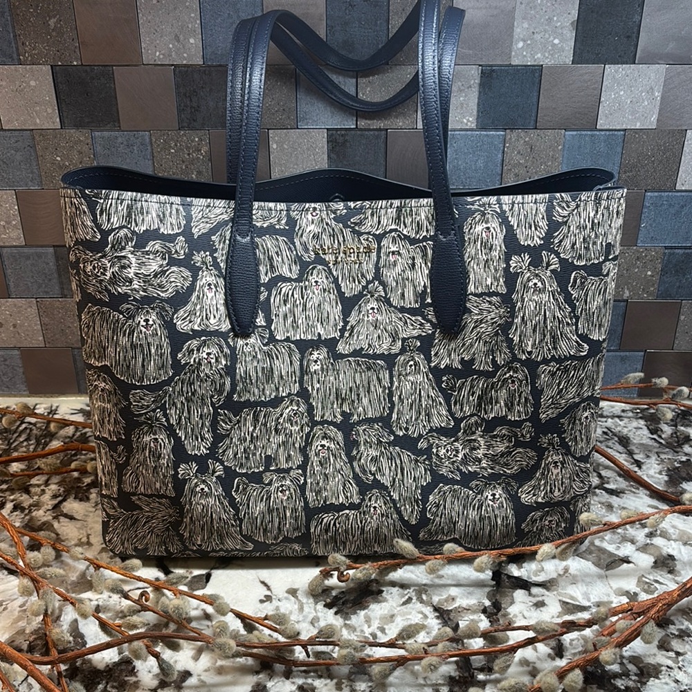Kate Spade Black and White Tote with Organic Pattern